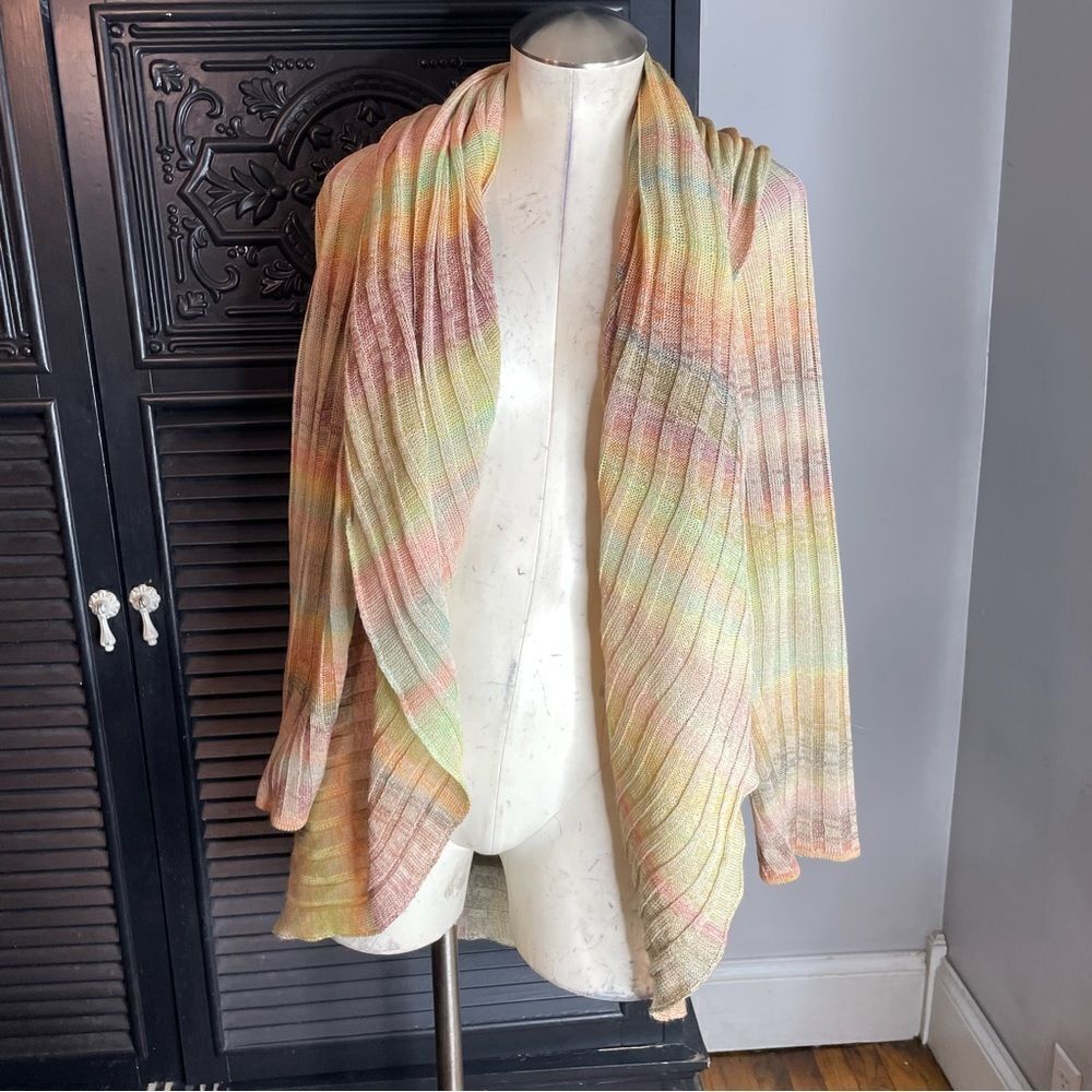 M.& KYOKO Knit Long Circle Cardigan Kawaii Pastel Sweater Rainbow Knit Open‎ 2 - Picture 2 of 4